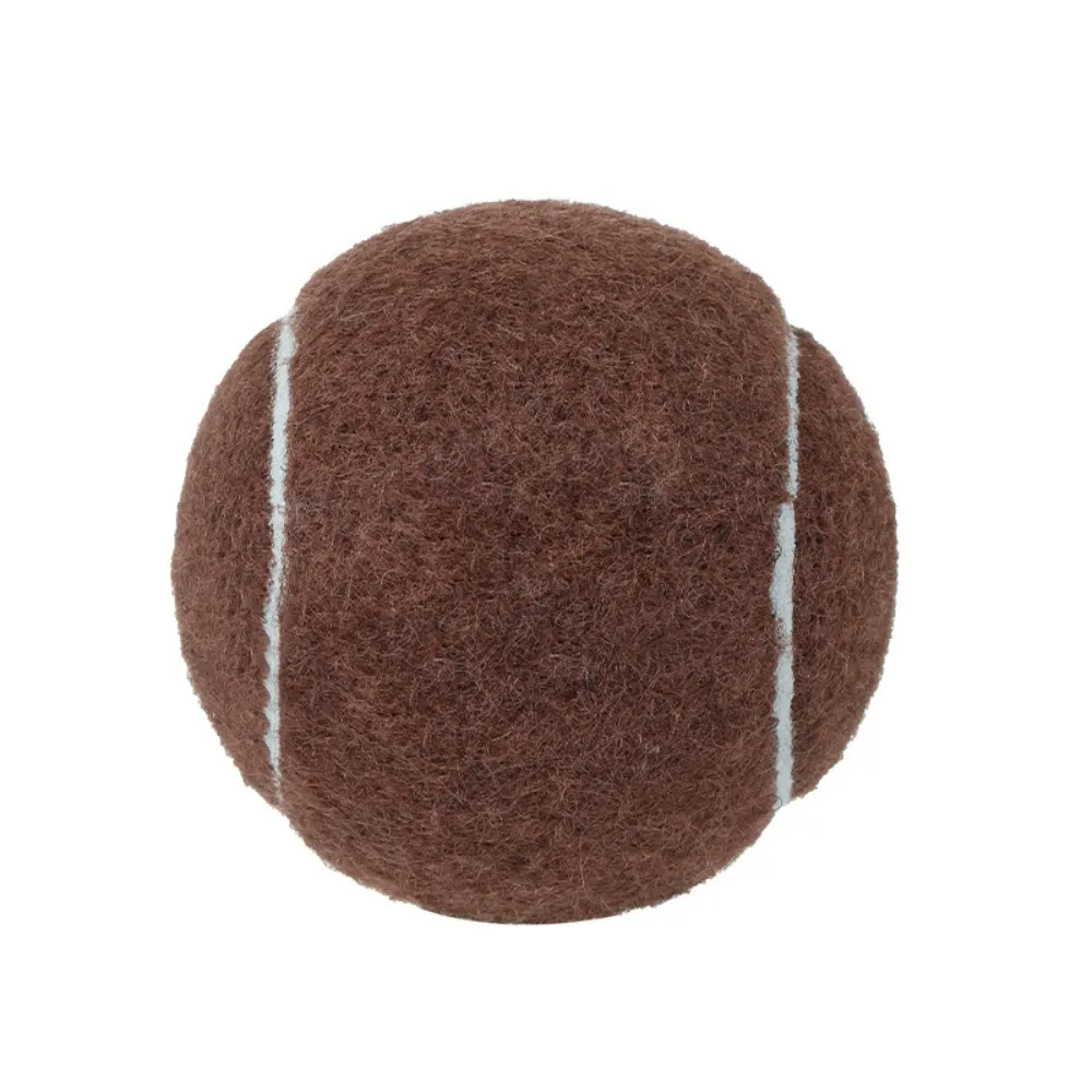 Brown dog dental chew tennis ball for interactive pet play and chewing