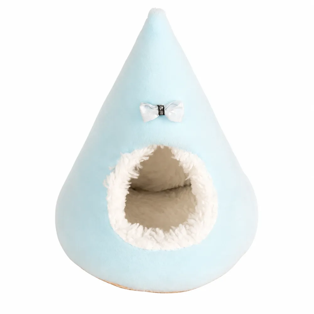 Blue hamster sleeping nest with soft fleece lining and enclosed design