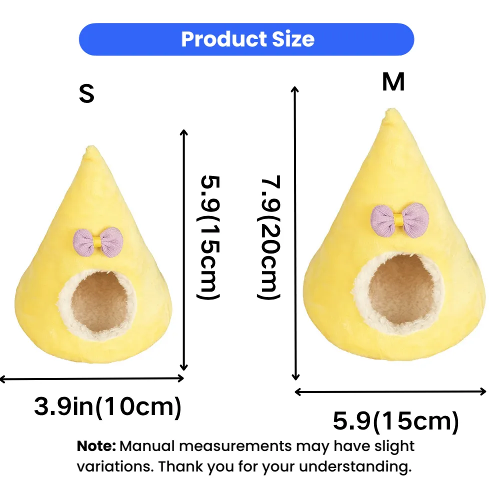 Hamster sleeping nest dimensions in S and M sizes for small pets