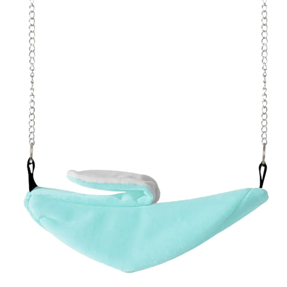 Blue banana-shaped hanging plush bird nest hammock for parrots and small cage birds