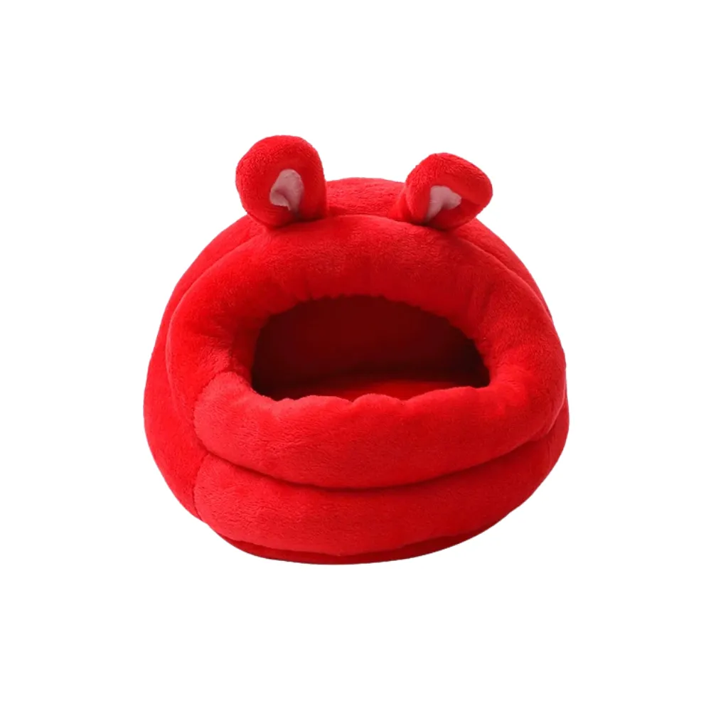 Red plush hideout bed for hamsters, mice and guinea pigs