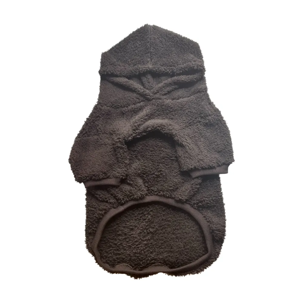 Black reversible fleece dog hoodie made from ultra-soft fleece for medium and large breed dogs