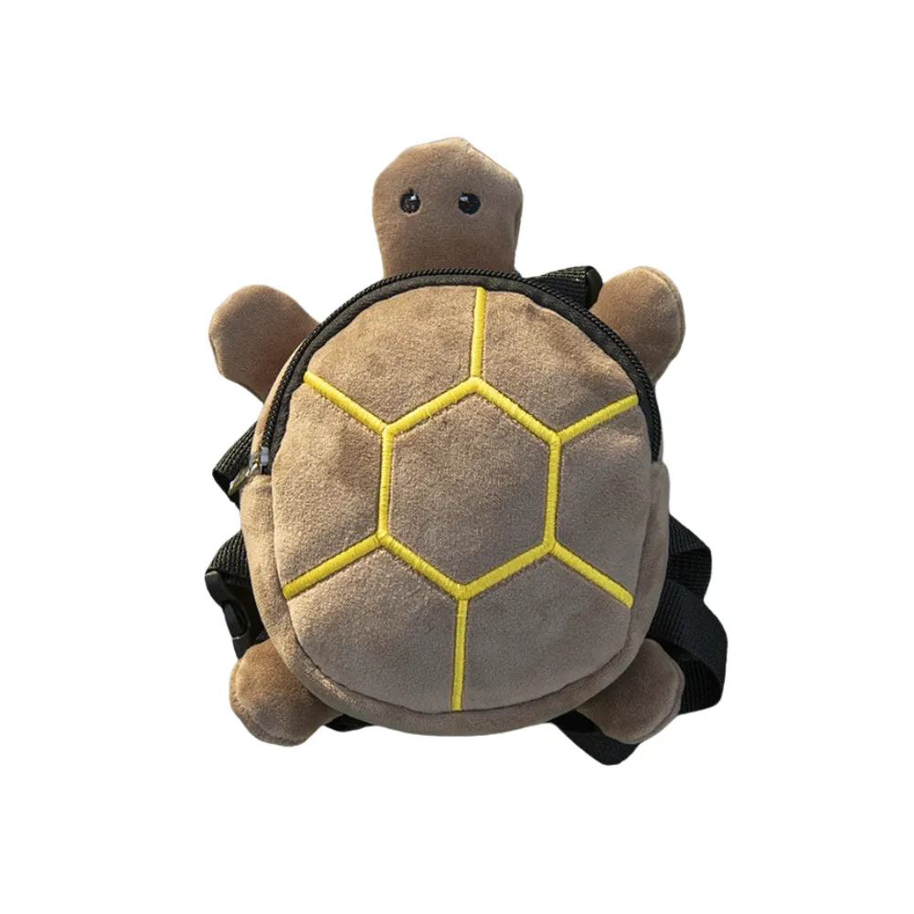 Brown turtle dog backpack harness featuring adjustable buckles and lightweight construction