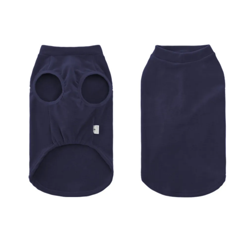 Blue fleece dog vest with sleeveless design for large dogs winter wear