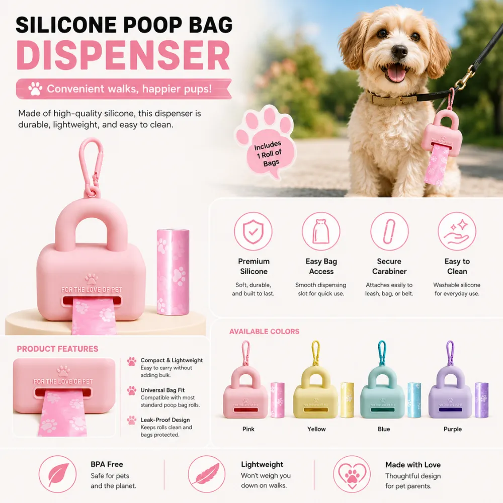 Silicone Dog Poop Bag Dispenser for Daily Dog Walking Silicone Dog Poop Bag Dispenser for Daily Dog Walking