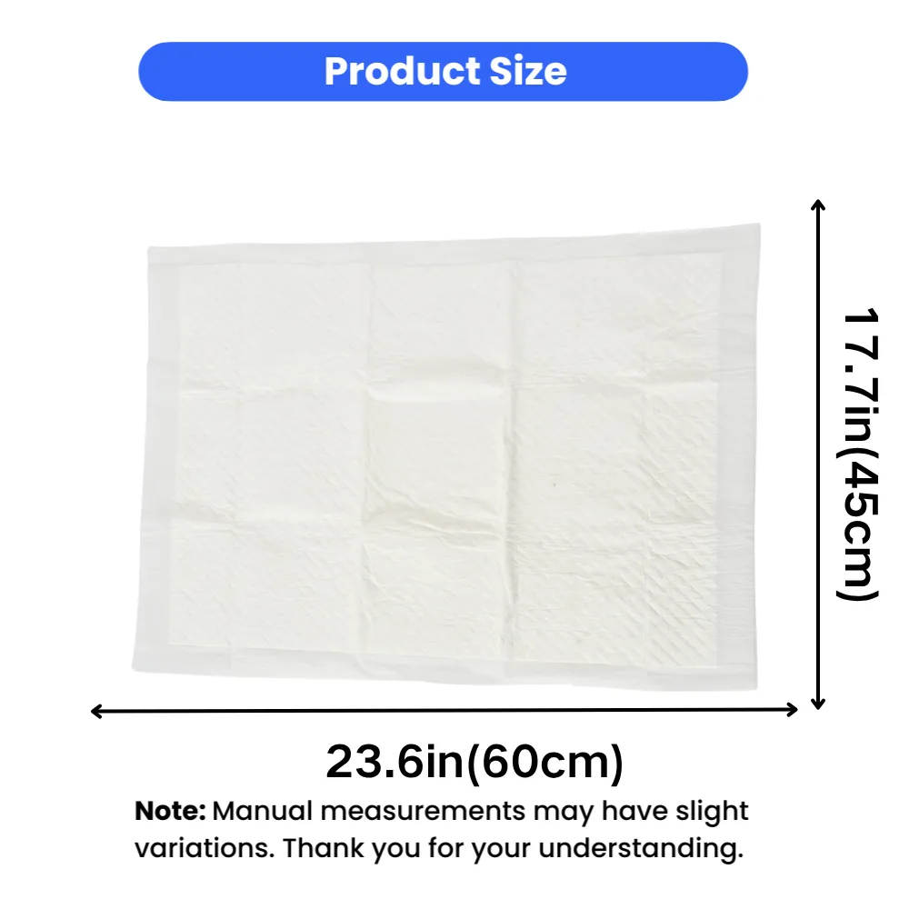 Cat pheromone training pad dimensions measuring 23.6 inches by 17.7 inches with absorbent surface design