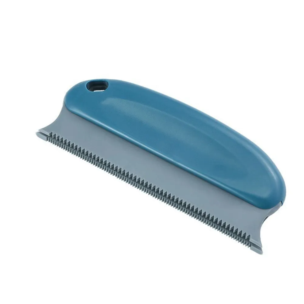 Dusty blue pet hair remover brush with serrated edge for furniture hair cleaning