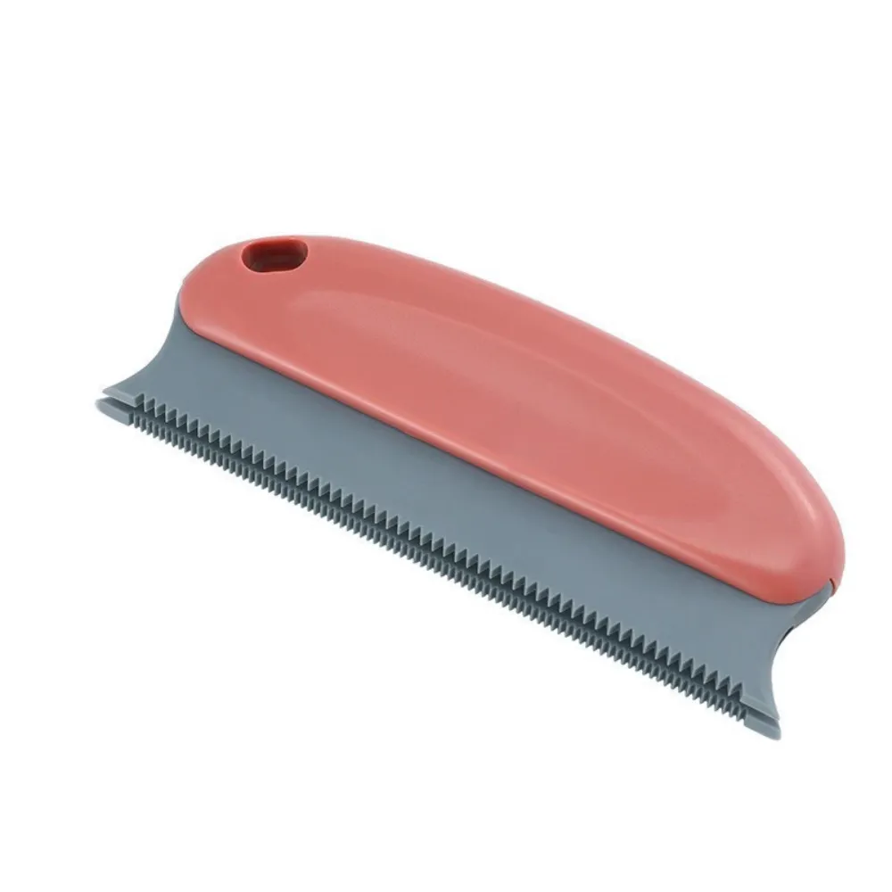 Coral pink reusable pet hair remover brush for removing cat and dog fur