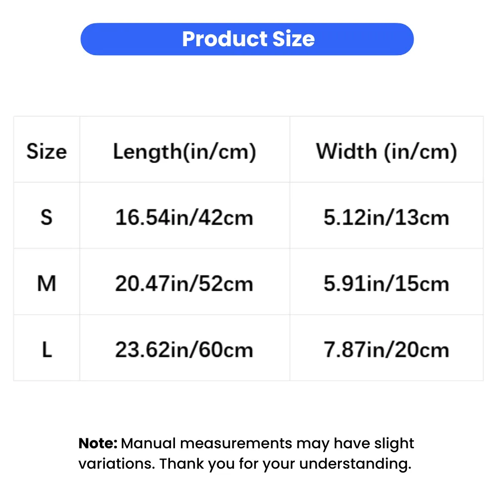 Dog noise reduction ear cover size chart with measurements for small, medium and large dogs
