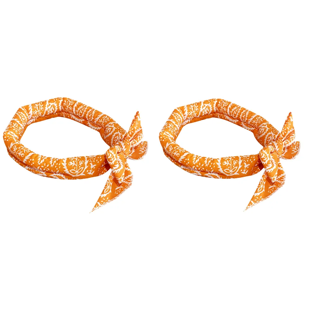 Orange pet cooling neck scarf with water gel beads for dogs and cats