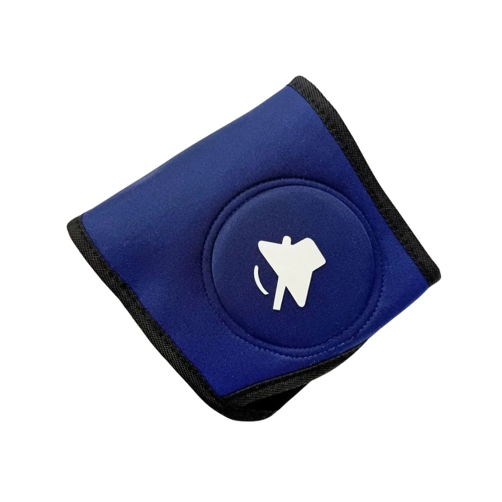 Blue dog noise reduction ear cover with adjustable fit for dogs