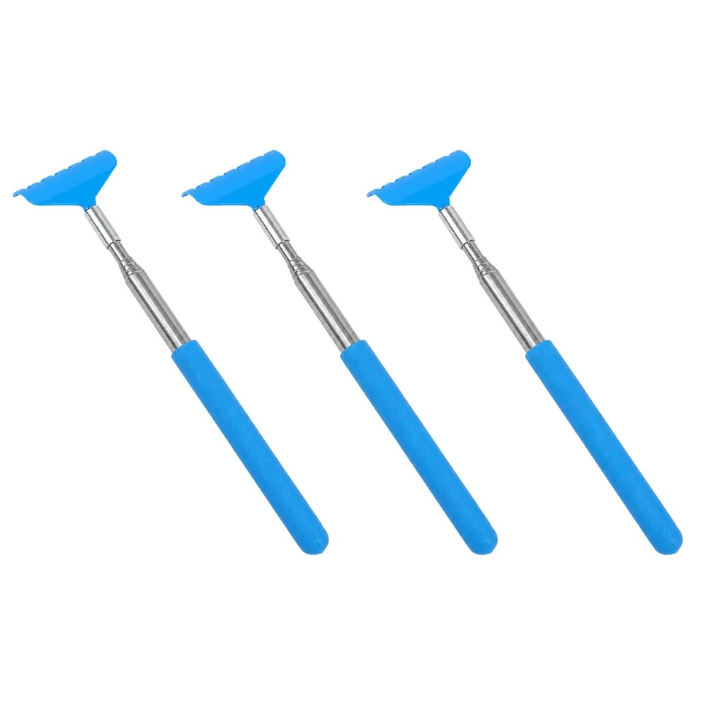 Blue retractable cat back scratcher with comfortable grip and retractable stainless steel handle