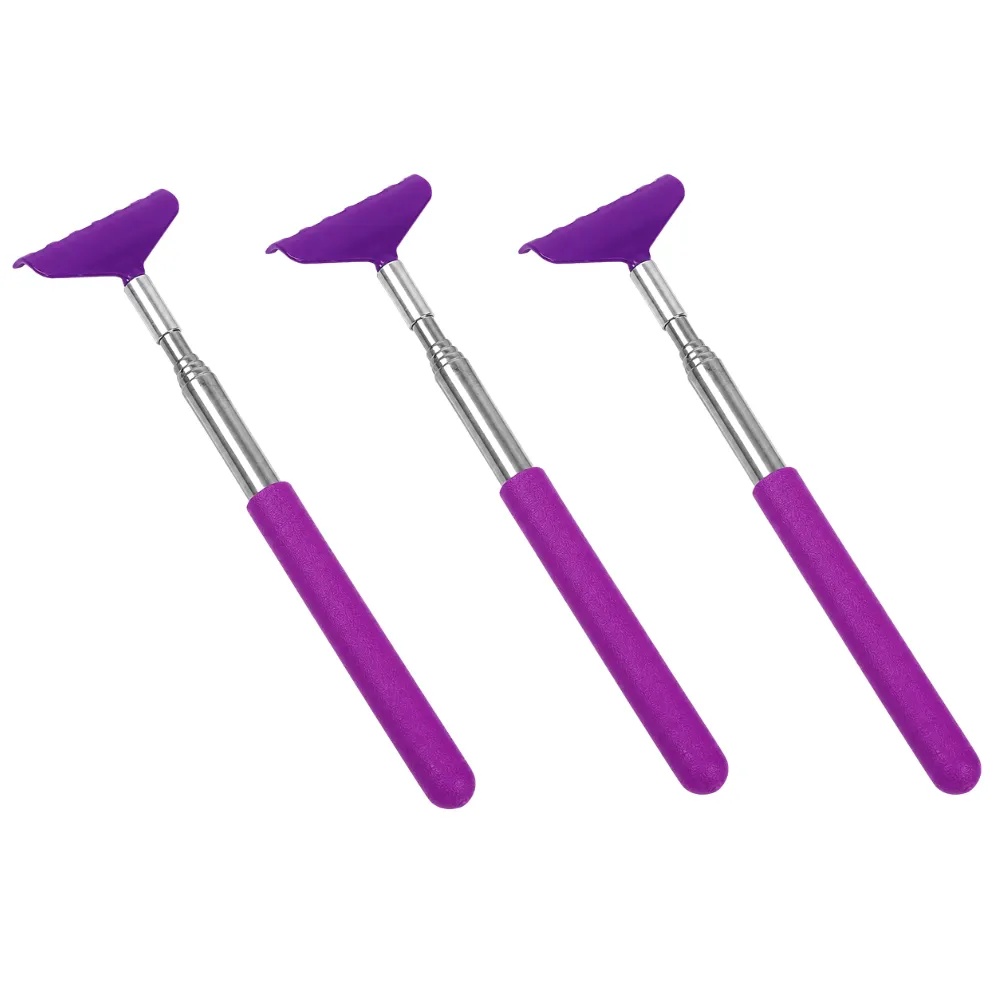Purple telescopic cat back scratcher featuring rounded scratching head