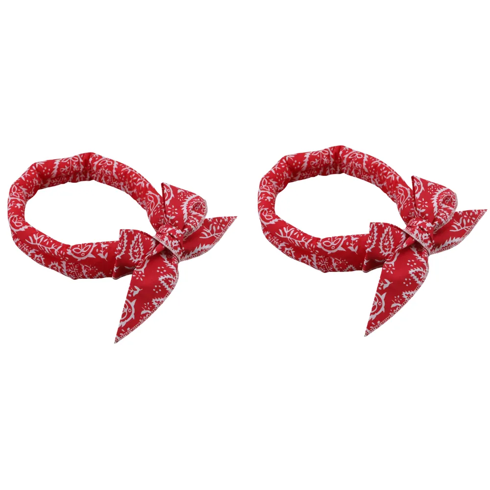 Red pet cooling bandana scarf with reusable cooling gel beads