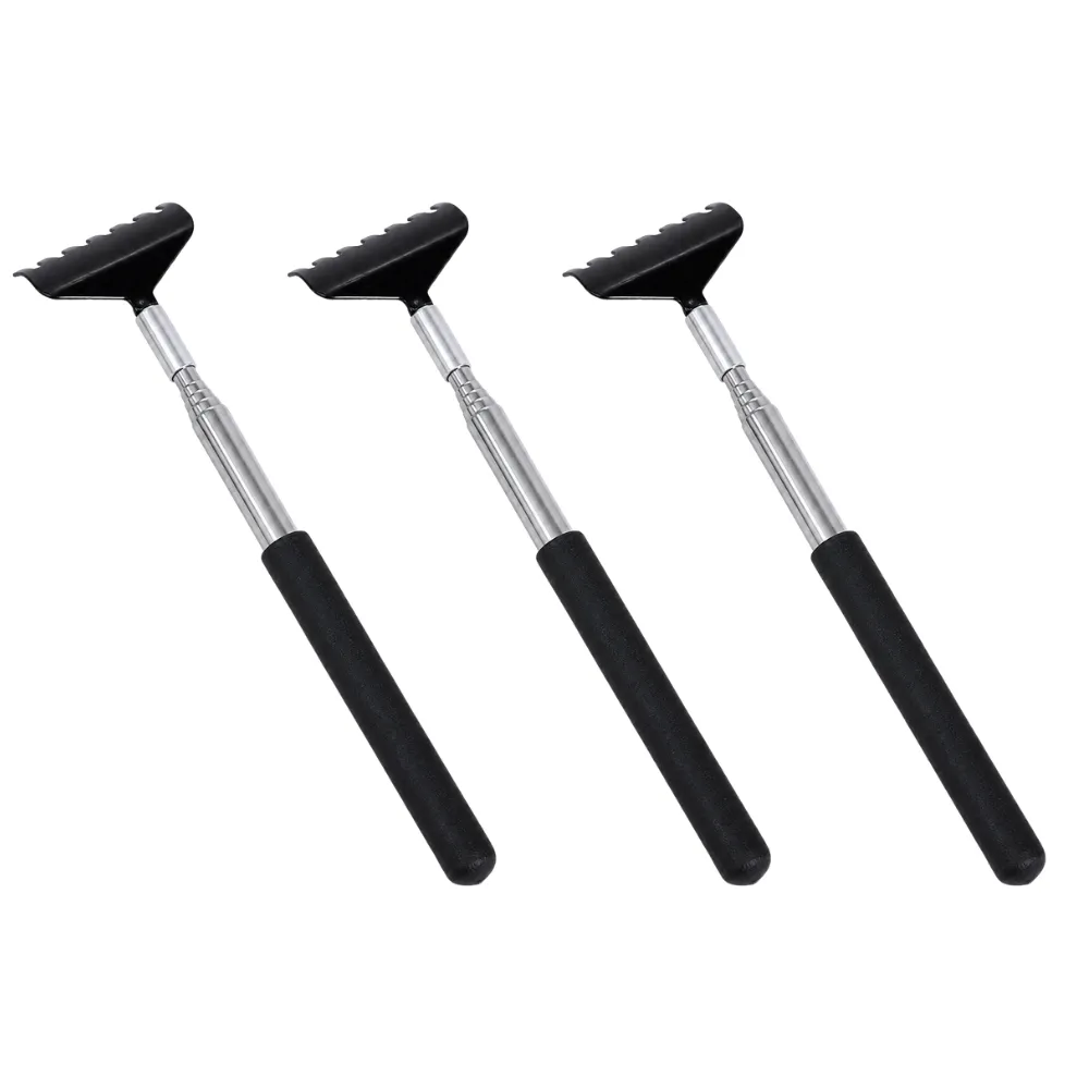 Black retractable cat grooming scratcher with extendable stainless steel handle