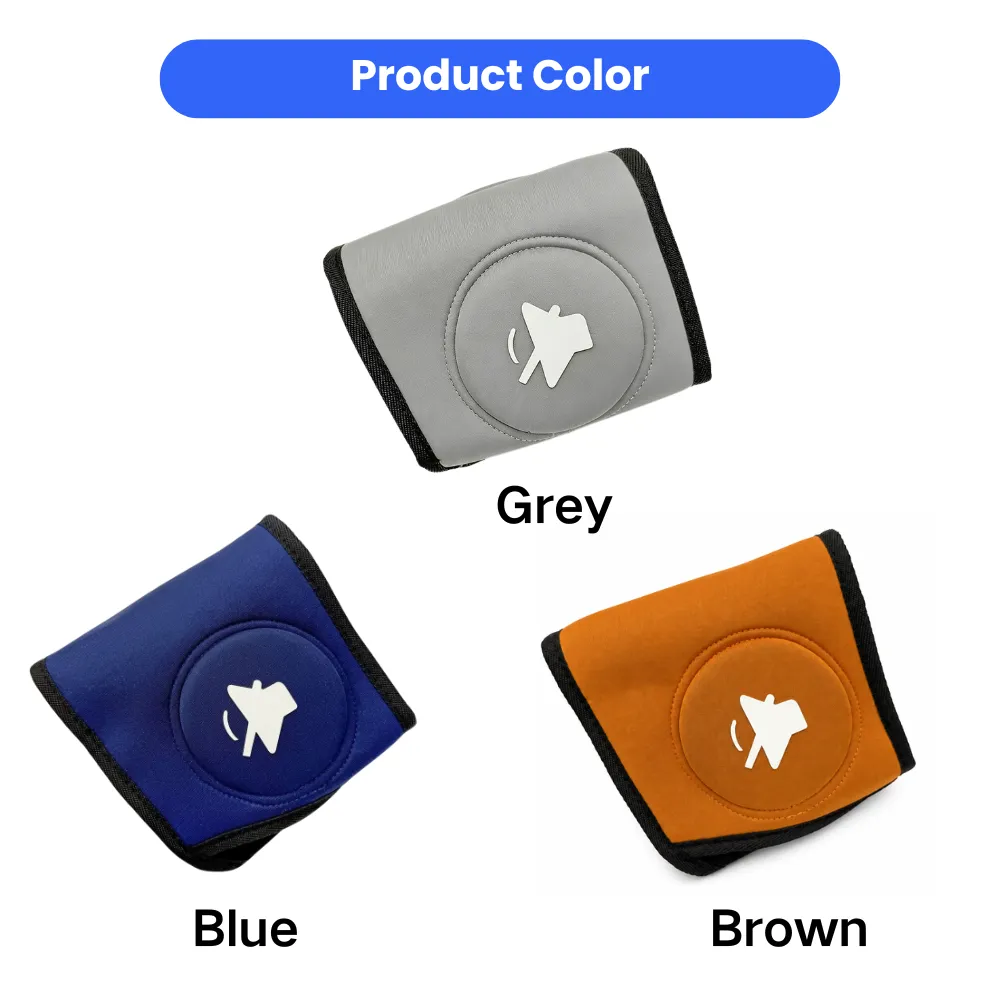 Dog noise reduction ear cover available in grey, blue and brown color options