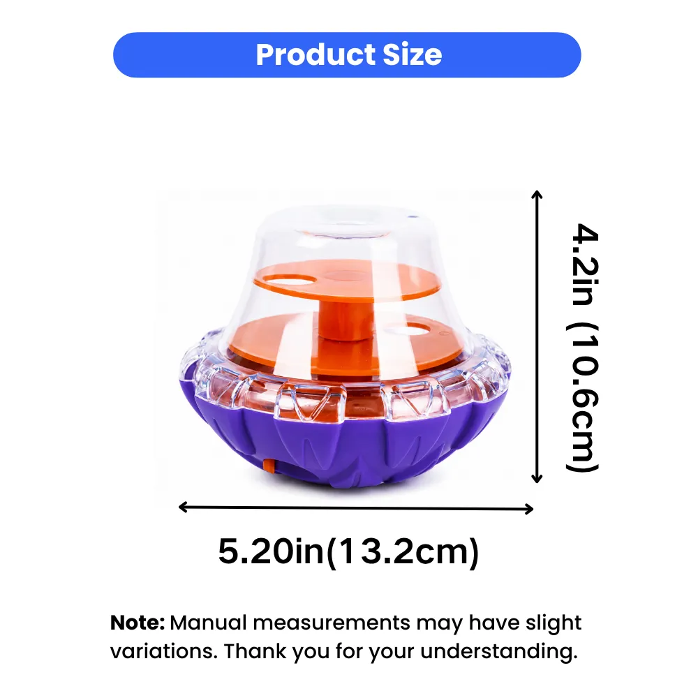 Dog puzzle feeder toy measuring 5.2 inches wide and 4.2 inches high