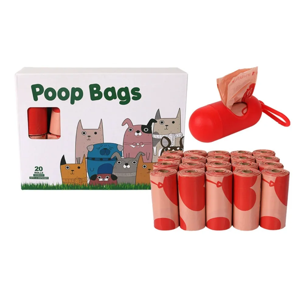 Heart-Themed Dog Poop Bags 20 Rolls Pack 20 rolls biodegradable dog poop bags with dispenser box leak-proof heart pattern waste bags