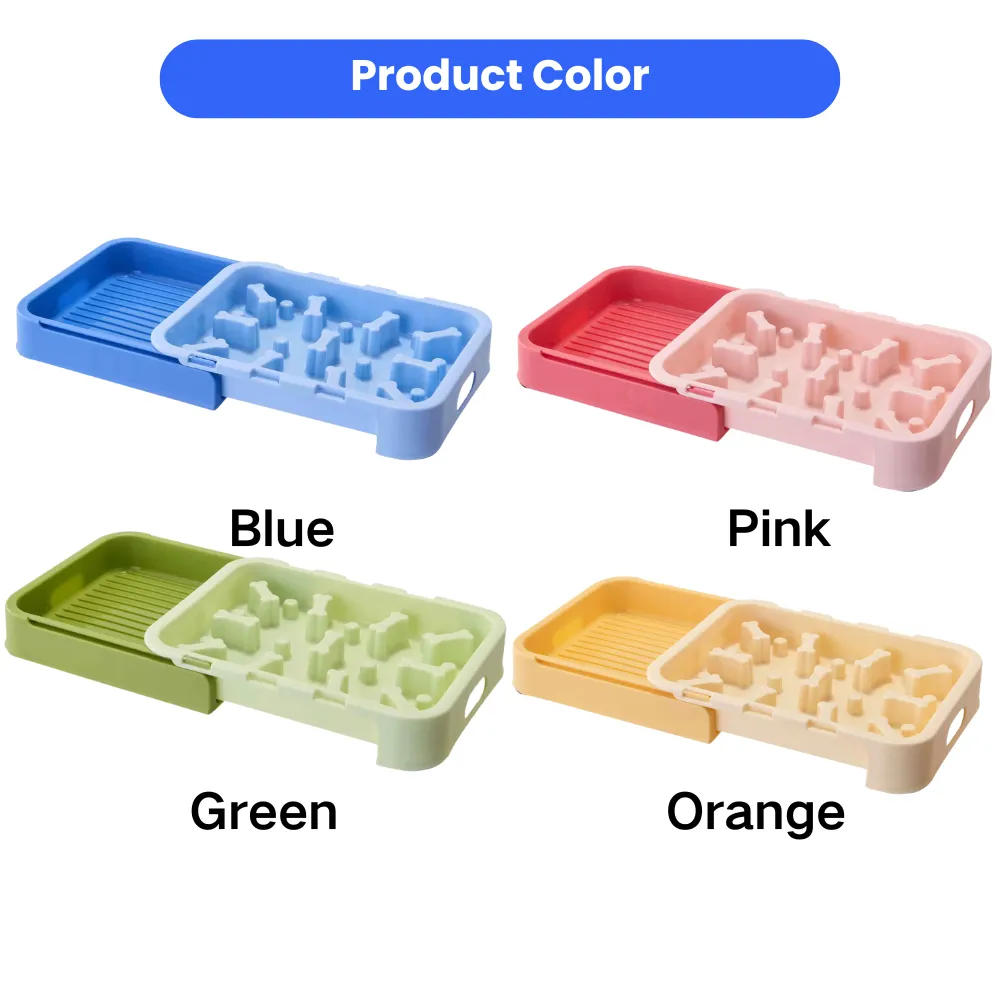 Pet slow feeder bowl color options including blue pink green and orange for cat and dog feeding