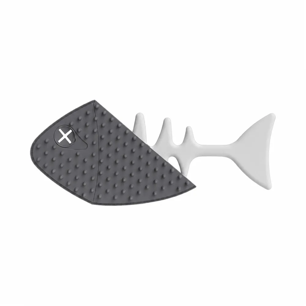 Fishbone Shape Cat Massage Deshedding Brush Grey Grey fishbone shape cat massage deshedding brush for removing loose hair and grooming cats
