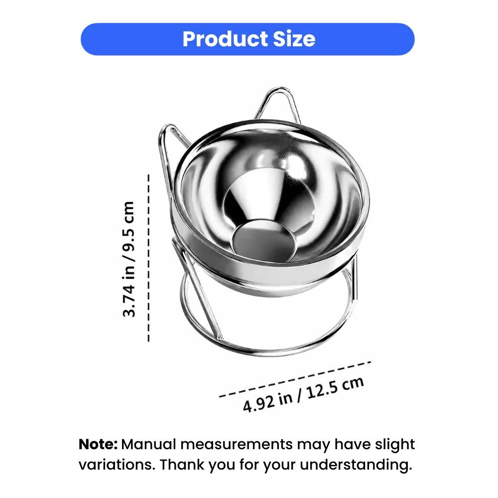 Size dimensions of 304 stainless steel elevated cat bowl measuring 12.5 cm diameter and 9.5 cm height
