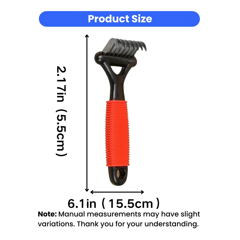 dog shedding rake dimensions grooming tool size for long-haired and double-coated dogs