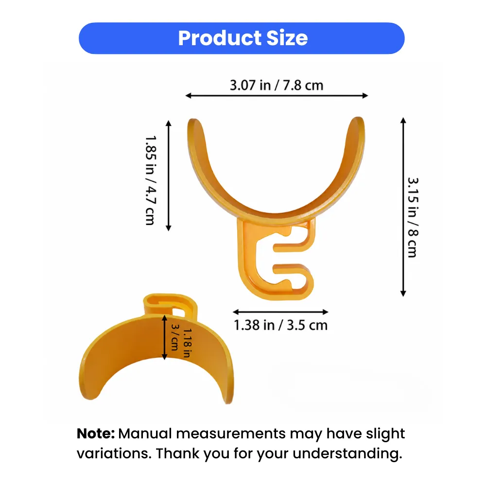 Size dimensions of dog pickleball ball holder with measurements in inches and centimeters