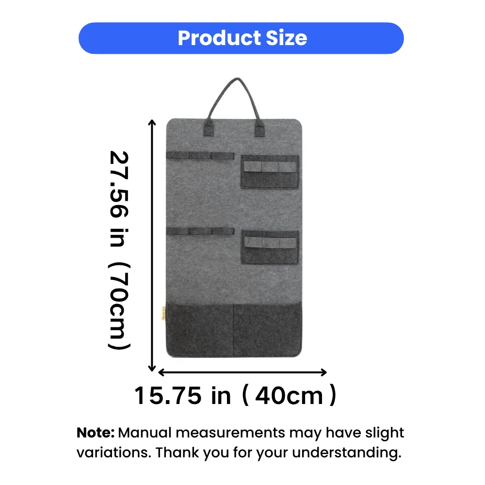 Dimensions of cat toy storage organizer measuring 27.56 inches by 15.75 inches