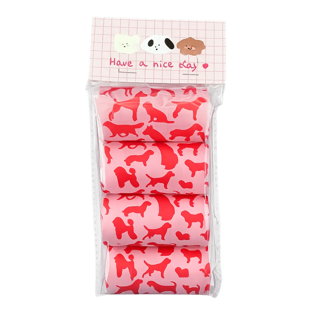 Wholesale Biodegradable Dog Poop Bags 4 Rolls 80 Bags Biodegradable dog poop bags with 4 rolls and 80 bags in cute printed packaging for pet retail stores