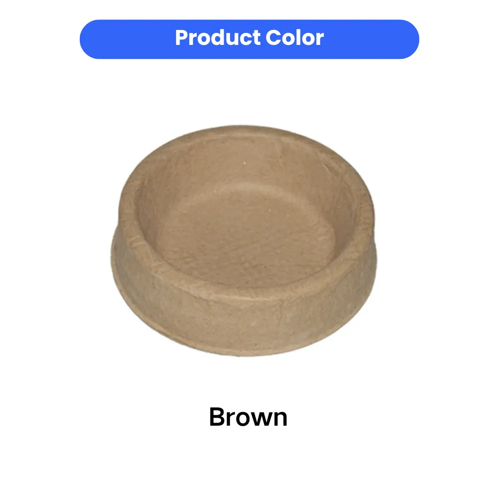 Brown color biodegradable disposable dog bowl for pets made from molded pulp material
