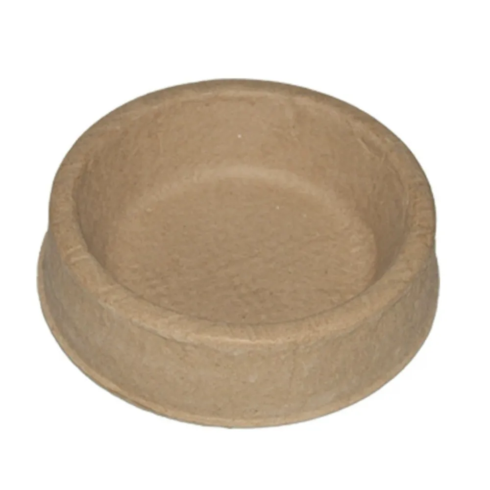 Round biodegradable disposable dog feeding bowl made from natural molded pulp material