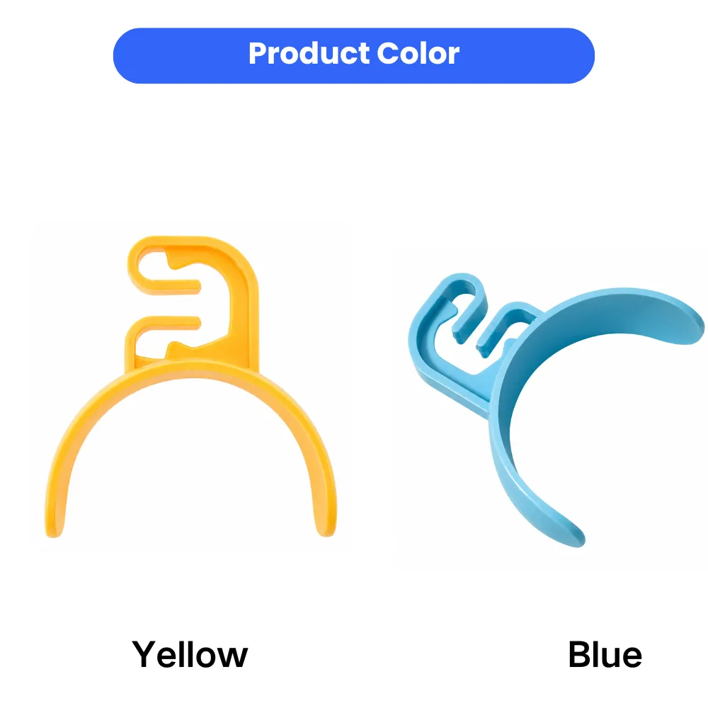 Dog pickleball ball holder clips shown in yellow and blue color options for pet retail inventory
