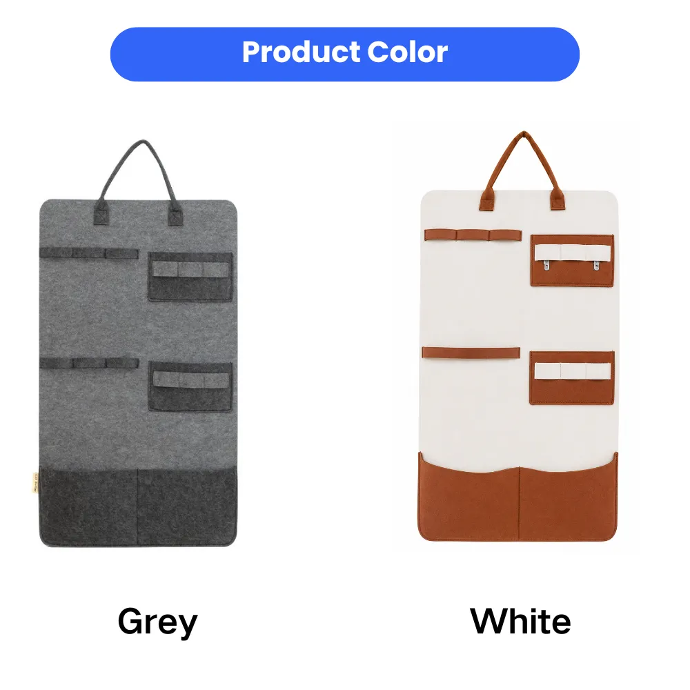 Cat toy storage bag available in grey and white color options for organizing cat toys and accessories