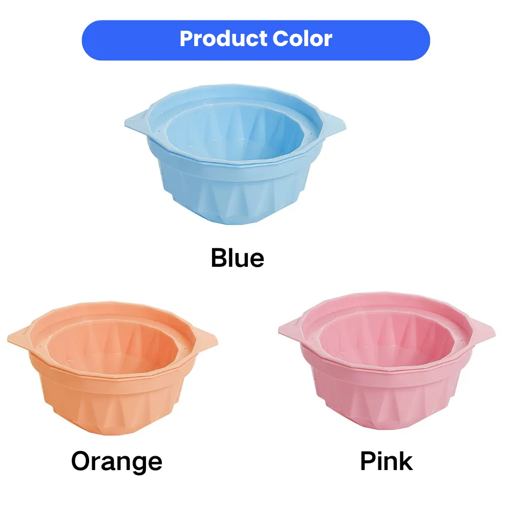 Reusable pet ice bowl mold available in blue pink and orange colors for dogs and pets