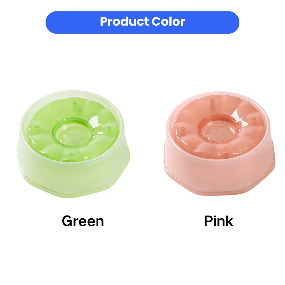 Green and pink floating pet water bowls showing available color options for pets