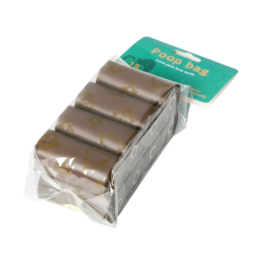 Brown dog poop bags 8-roll pack with eco-friendly retail header card