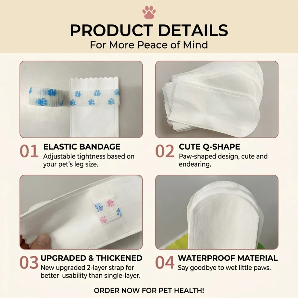 Waterproof disposable pet paw covers with elastic strap and thickened material