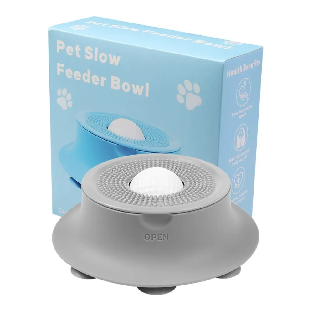 Grey silicone slow feeder bowl for dogs and cats anti slip slow eating feeding bowl pet health product