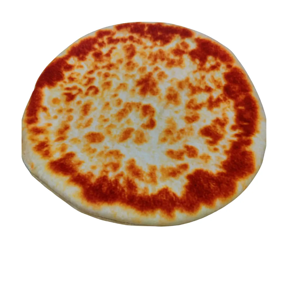 Cream white plush pizza dog toy back side with toasted crust pattern