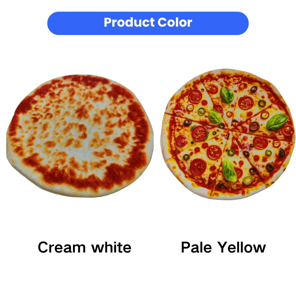 Plush pizza dog toy color options in cream white and pale yellow