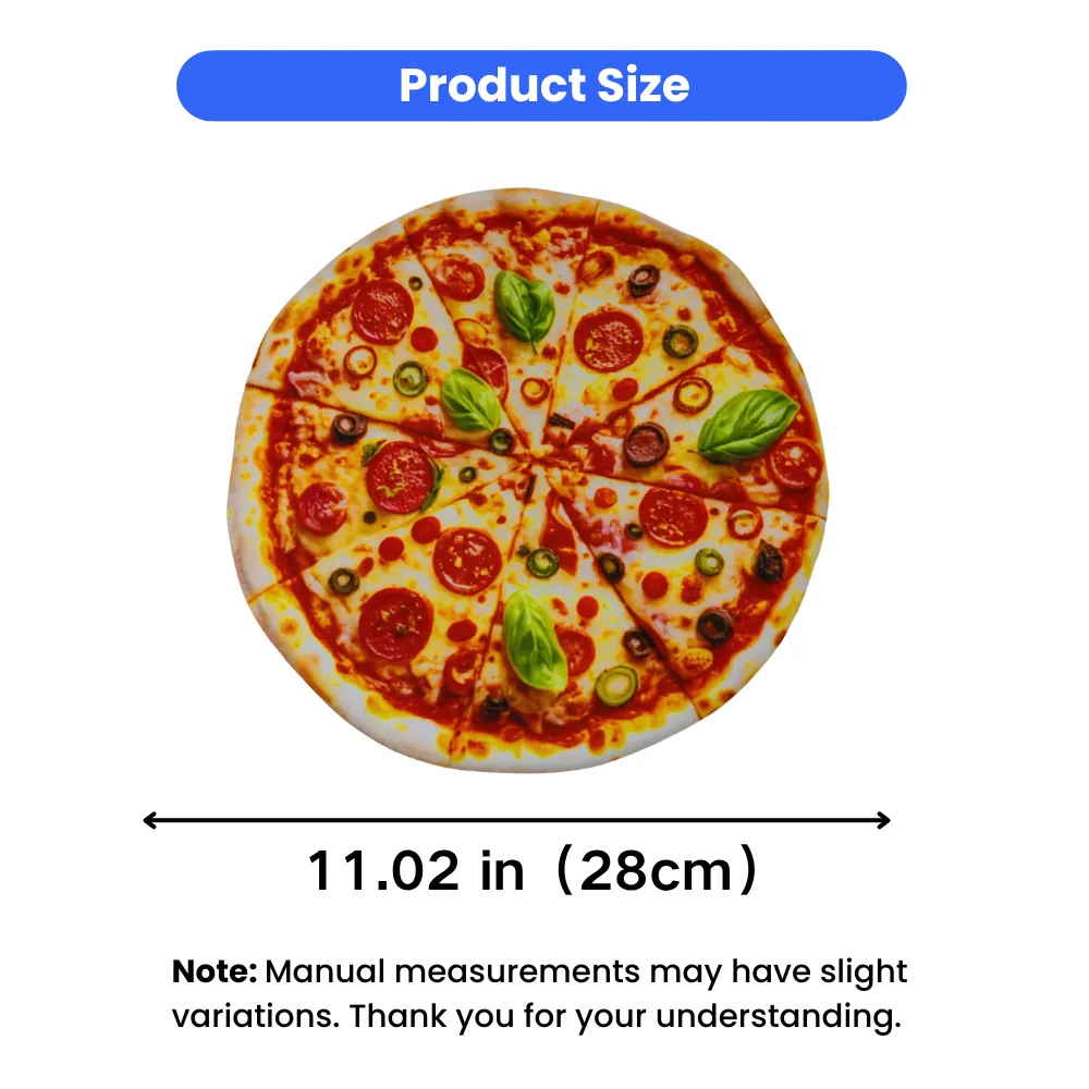 Plush pizza dog toy measuring 11.02 in or 28 cm for dogs