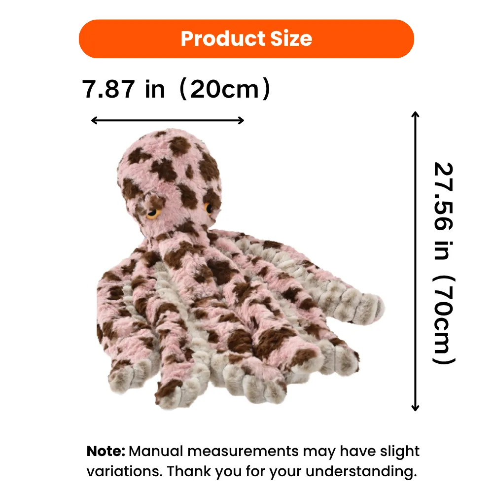 Octopus dog plush toy size 7.87 inches wide and 27.56 inches long