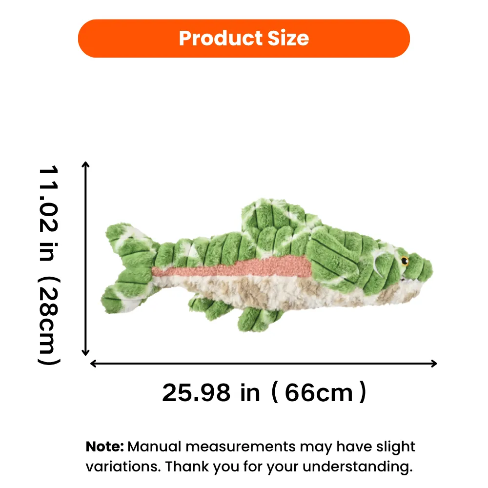Ocean series salmon plush dog toy size 25.98 in 66cm long and 11.02 in 28cm high