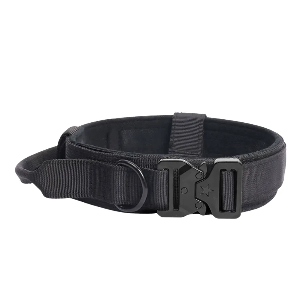 Black Shock Absorbing Dog Collar Black heavy duty shock absorbing dog collar with metal buckle and padded design.