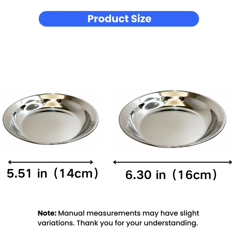 Two stainless steel cat bowl sizes, 5.51 inch and 6.30 inch, shown with measurements