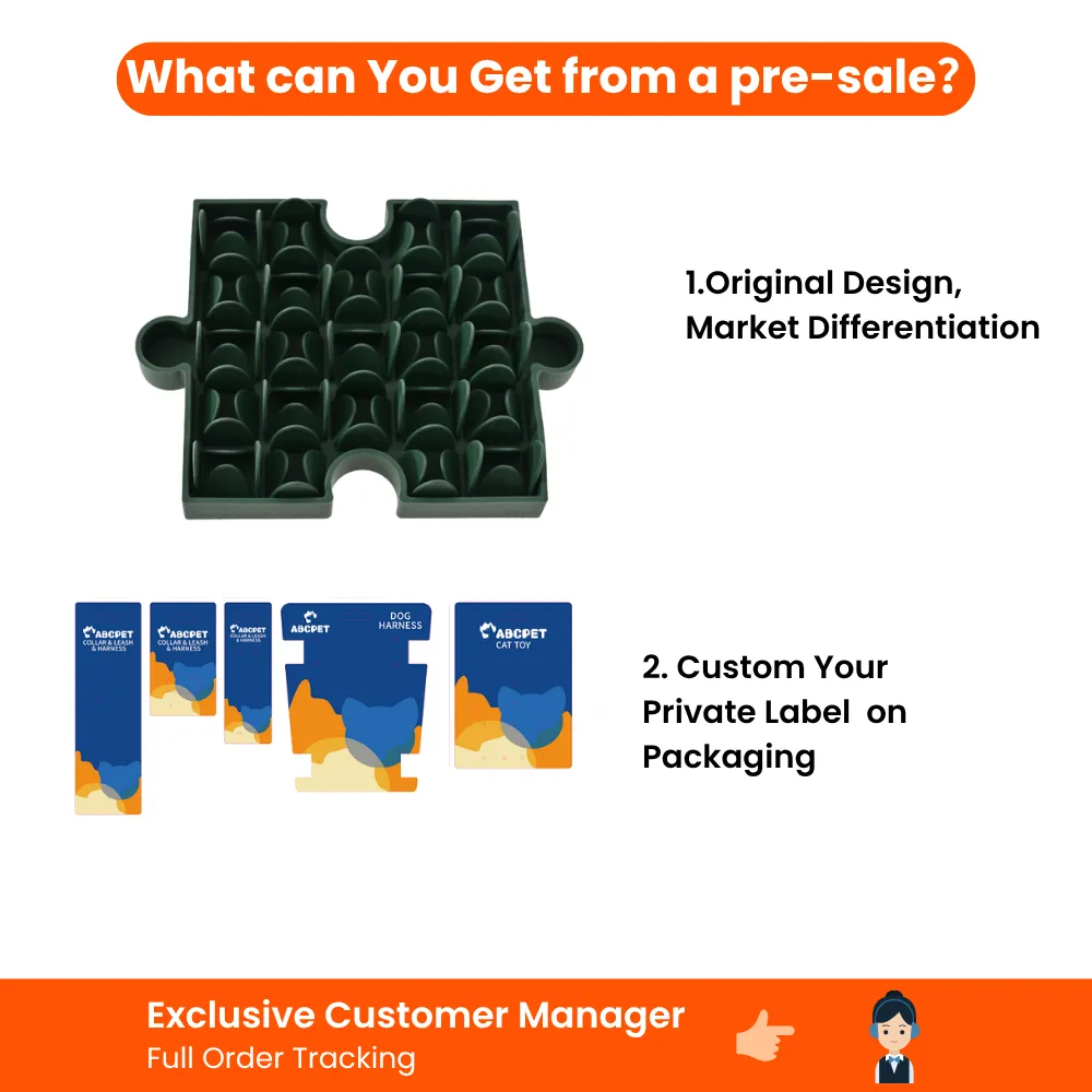 Green puzzle slow feeder bowl with custom private label packaging options for pet retailers and wholesale buyers.