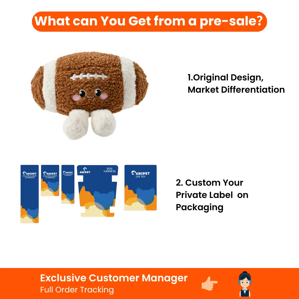 American football plush dog toy pre-sale offer with private label packaging customization option