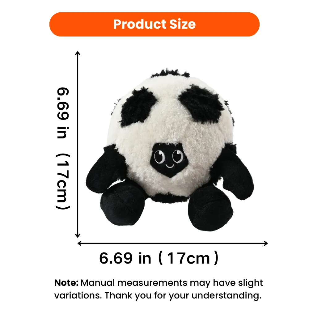 Football plush dog toy size measurement showing 17cm height and width