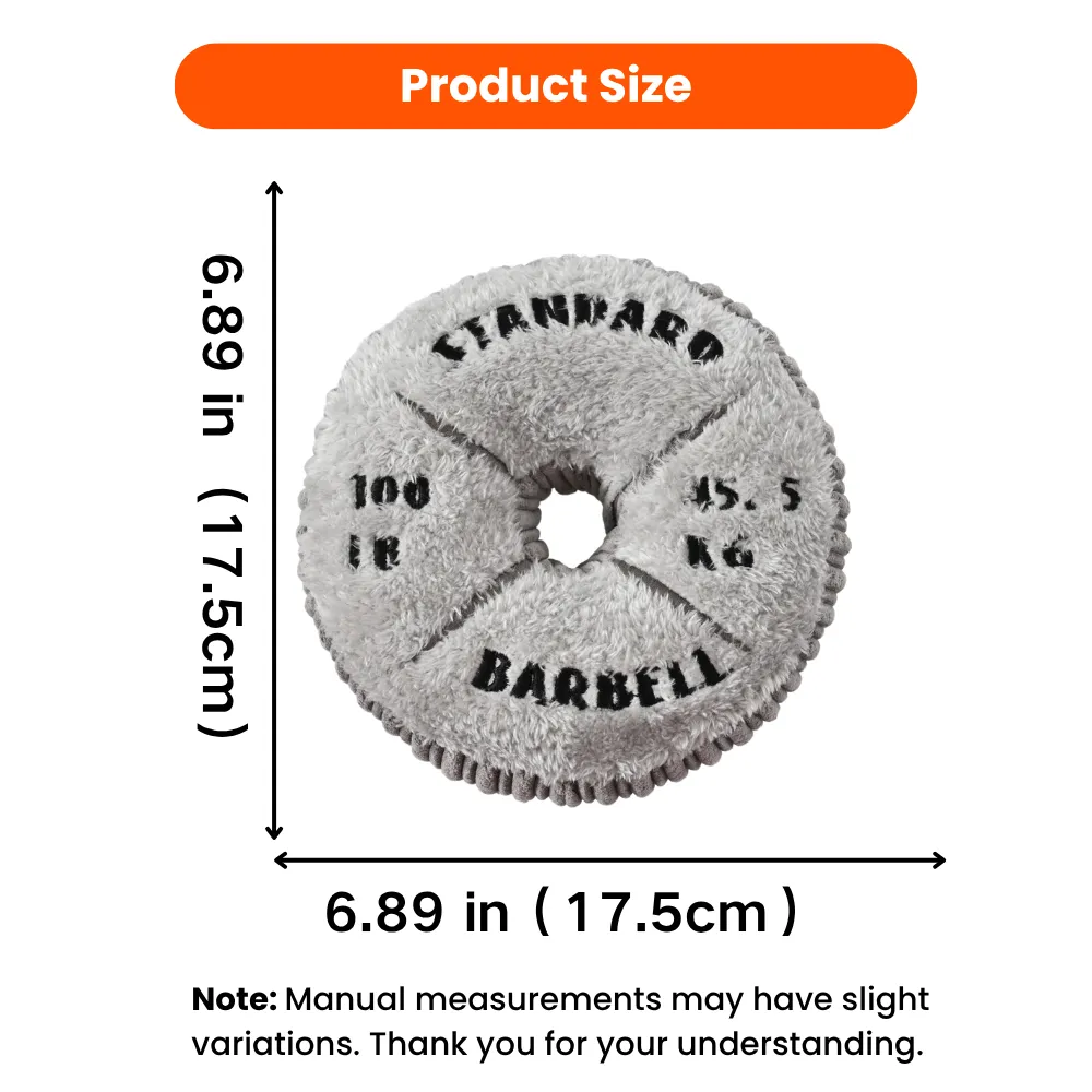 Weight plate dog toy size 17.5cm diameter plush chew toy for small and medium dogs