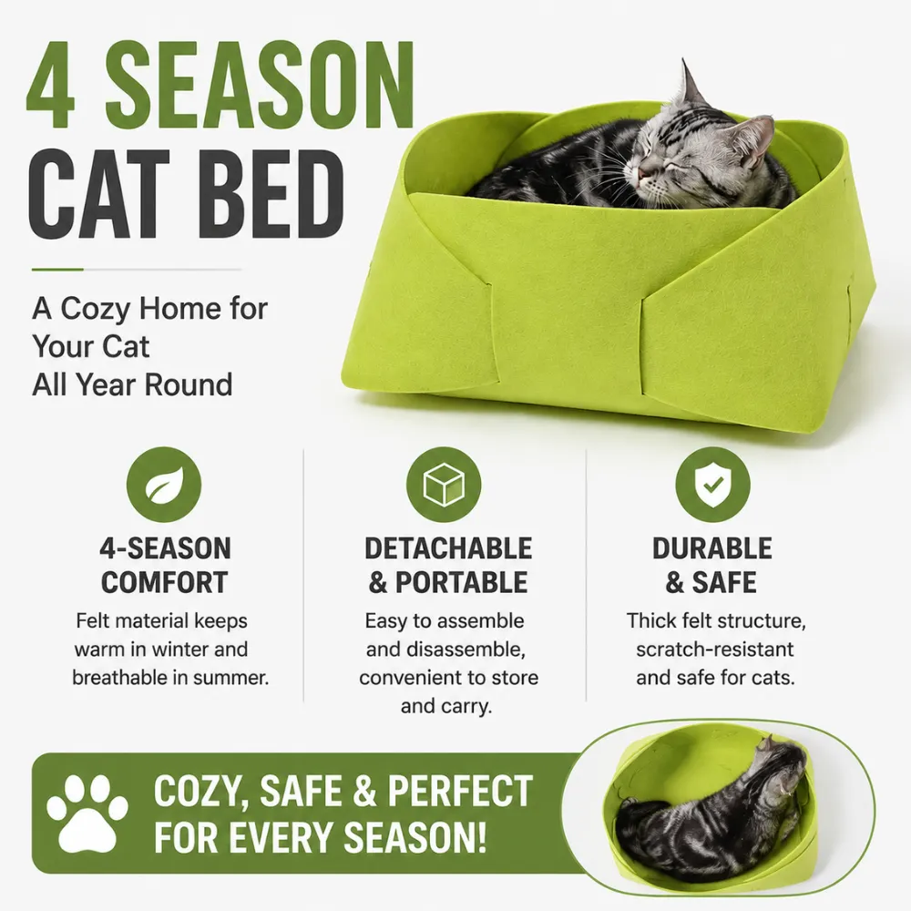 cozy 4 season cat bed made with durable felt material for cats